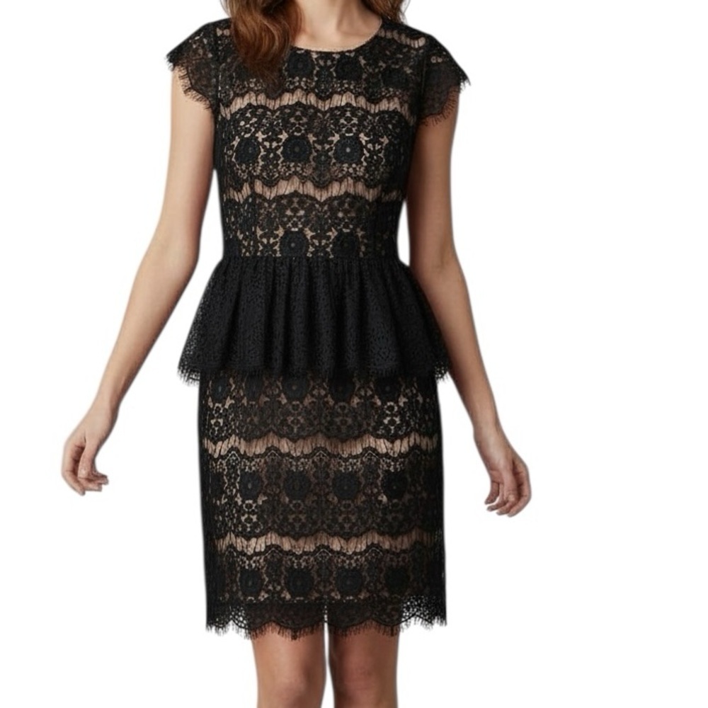 NWOT MAEVE Elsa Lace Back Zipper Lined Peplum Dress Size Large